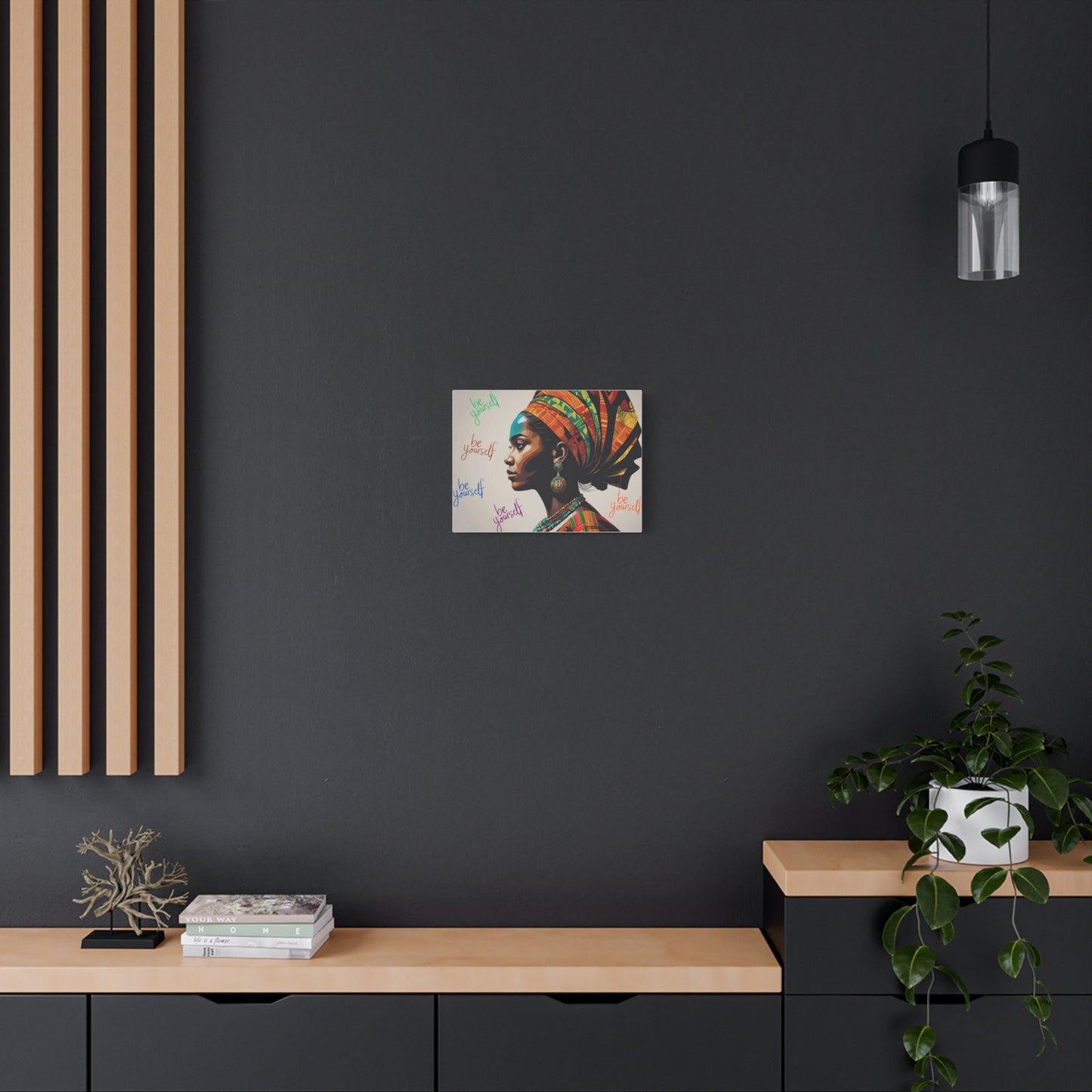 Be Yourself Elegant African Woman Matte Canvas, Stretched 1.25 | Afrocentric Wall Art | Black Woman Home Decor