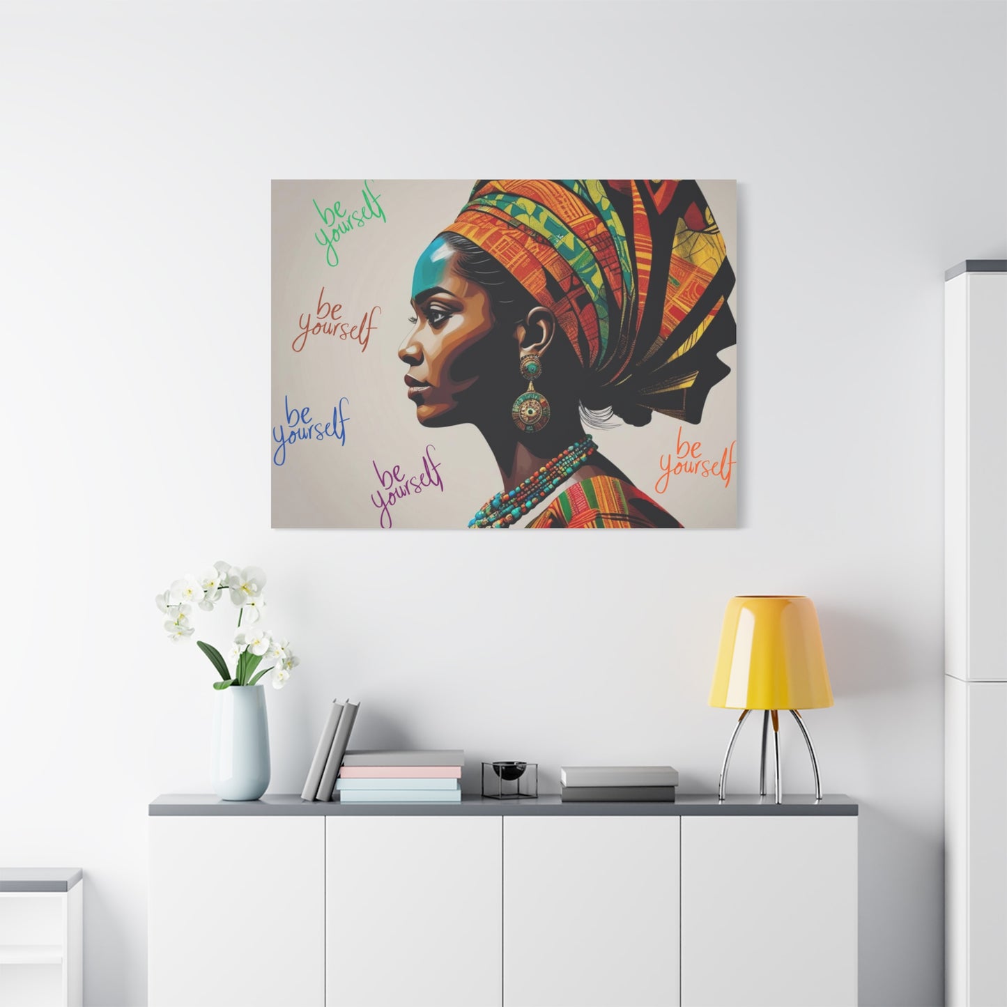 Be Yourself Elegant African Woman Matte Canvas, Stretched 1.25 | Afrocentric Wall Art | Black Woman Home Decor
