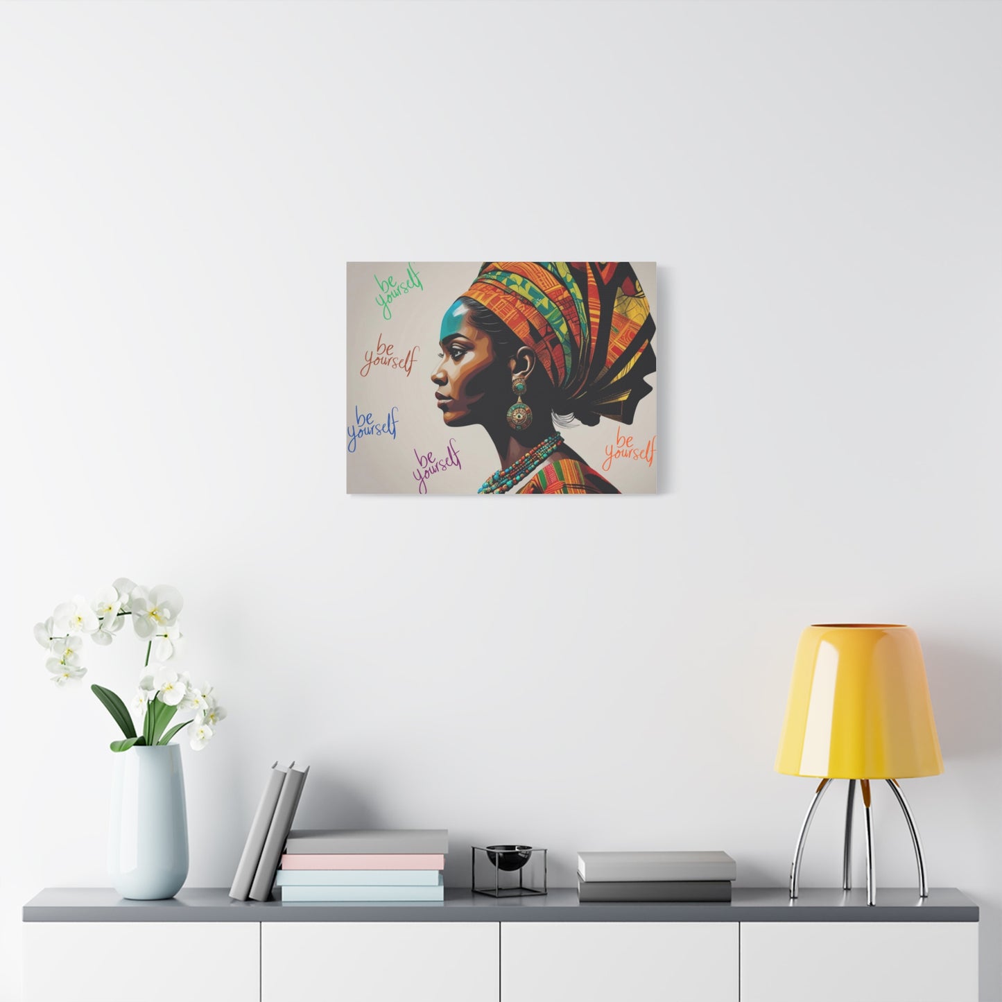 Be Yourself Elegant African Woman Matte Canvas, Stretched 1.25 | Afrocentric Wall Art | Black Woman Home Decor