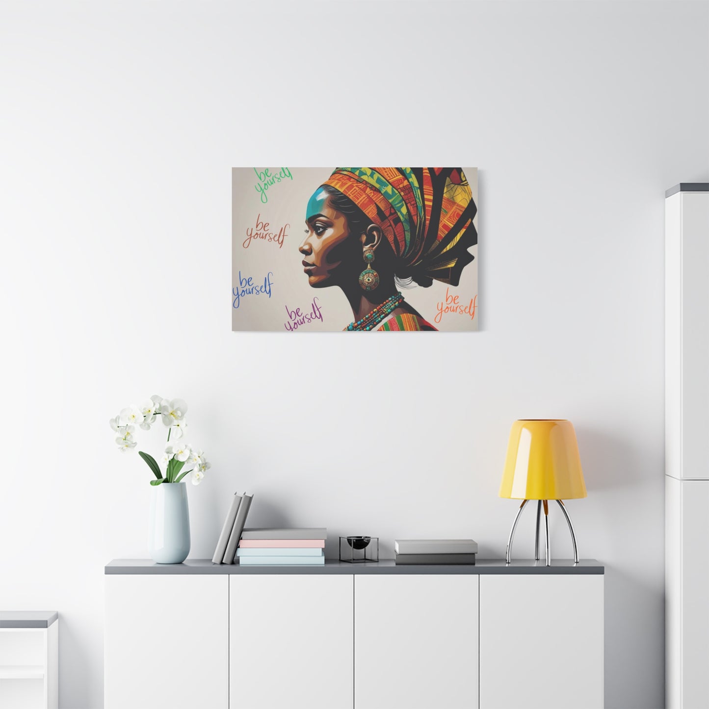 Be Yourself Elegant African Woman Matte Canvas, Stretched 1.25 | Afrocentric Wall Art | Black Woman Home Decor