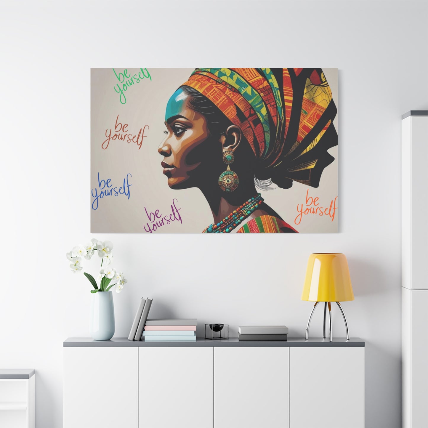 Be Yourself Elegant African Woman Matte Canvas, Stretched 1.25 | Afrocentric Wall Art | Black Woman Home Decor