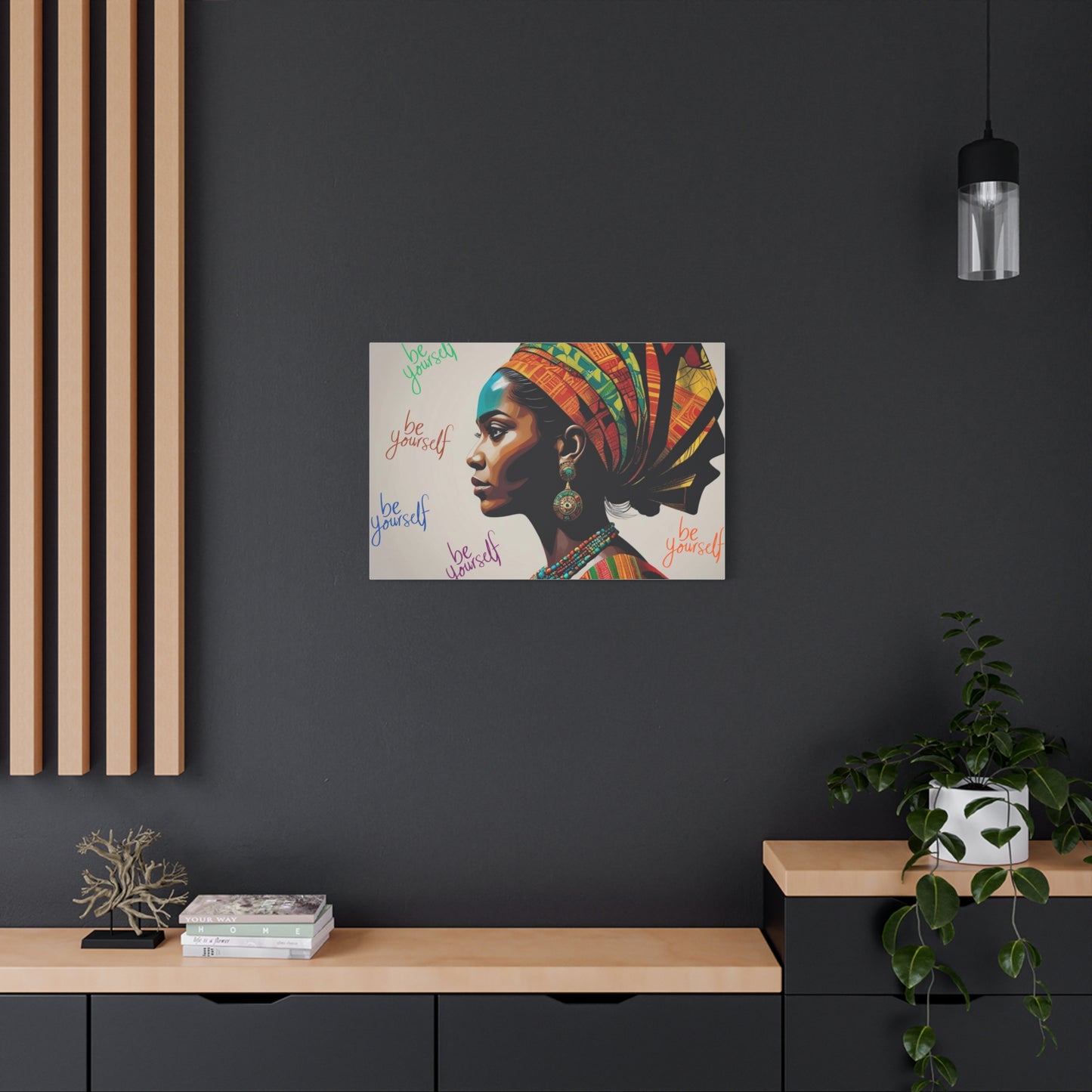 Be Yourself Elegant African Woman Matte Canvas, Stretched 1.25 | Afrocentric Wall Art | Black Woman Home Decor