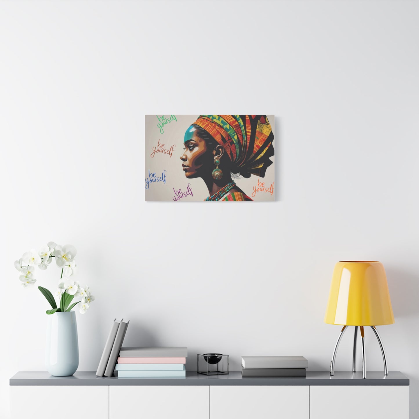 Be Yourself Elegant African Woman Matte Canvas, Stretched 1.25 | Afrocentric Wall Art | Black Woman Home Decor