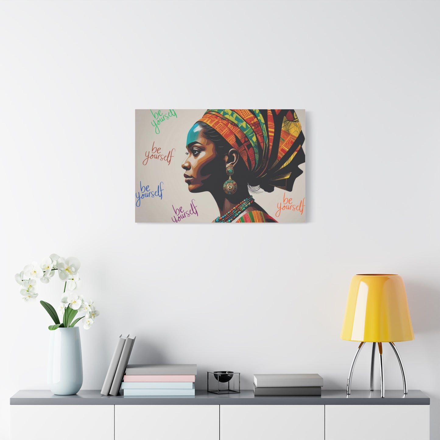 Be Yourself Elegant African Woman Matte Canvas, Stretched 1.25 | Afrocentric Wall Art | Black Woman Home Decor