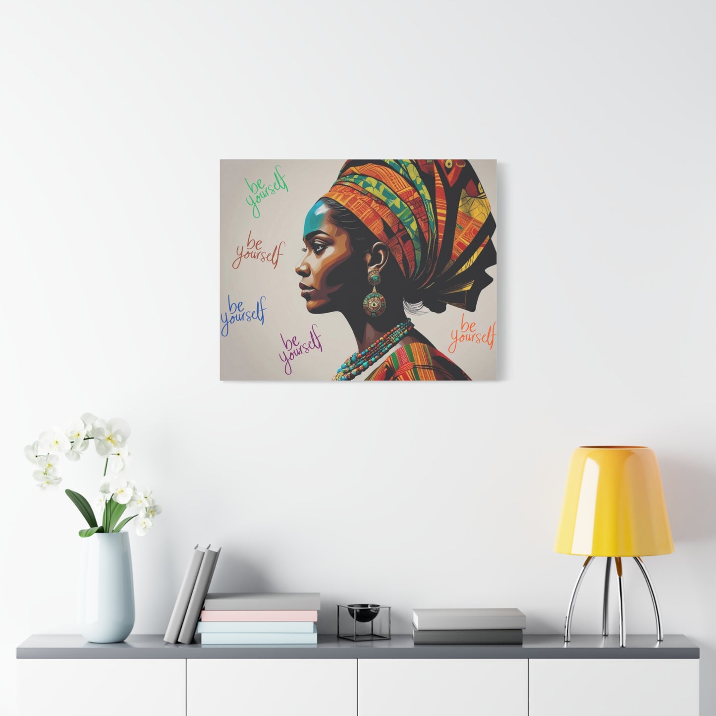 Be Yourself Elegant African Woman Matte Canvas, Stretched 1.25 | Afrocentric Wall Art | Black Woman Home Decor