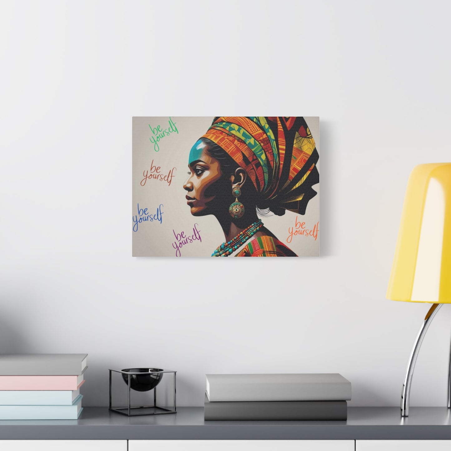 Be Yourself Elegant African Woman Matte Canvas, Stretched 1.25 | Afrocentric Wall Art | Black Woman Home Decor