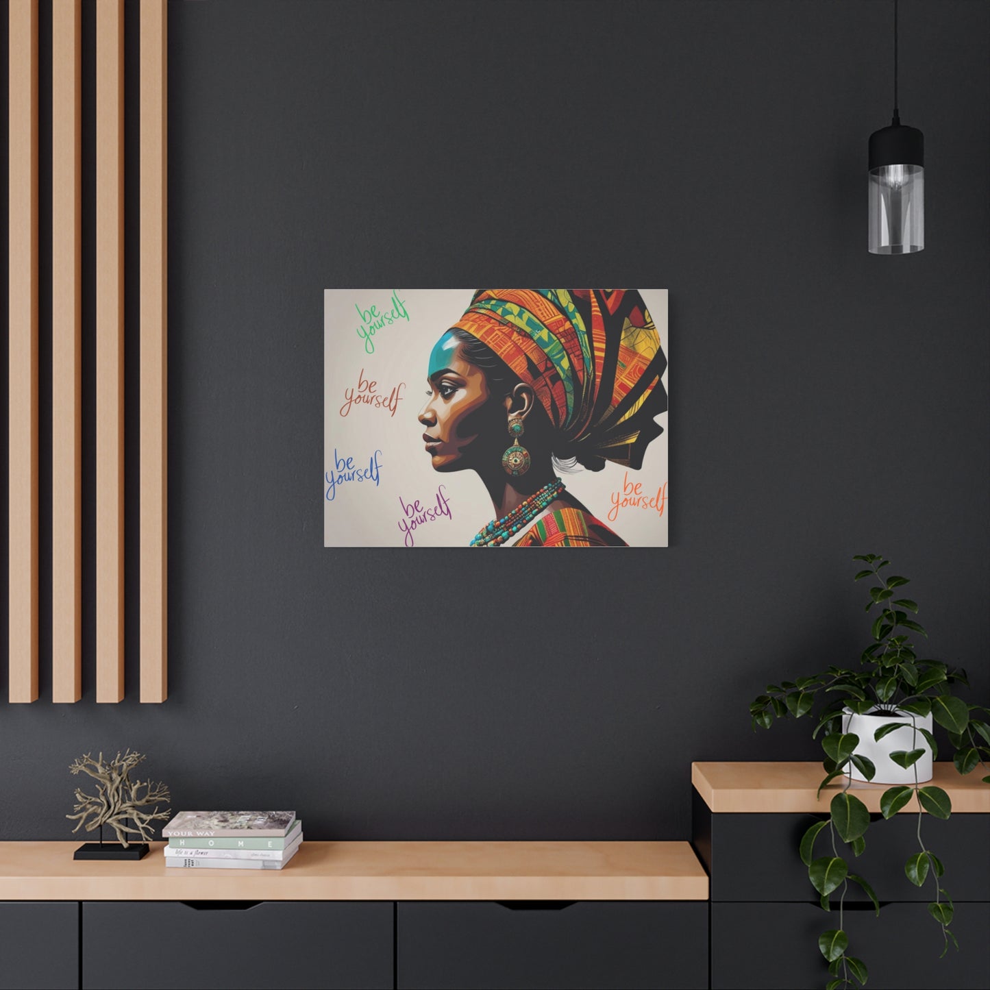 Be Yourself Elegant African Woman Matte Canvas, Stretched 1.25 | Afrocentric Wall Art | Black Woman Home Decor