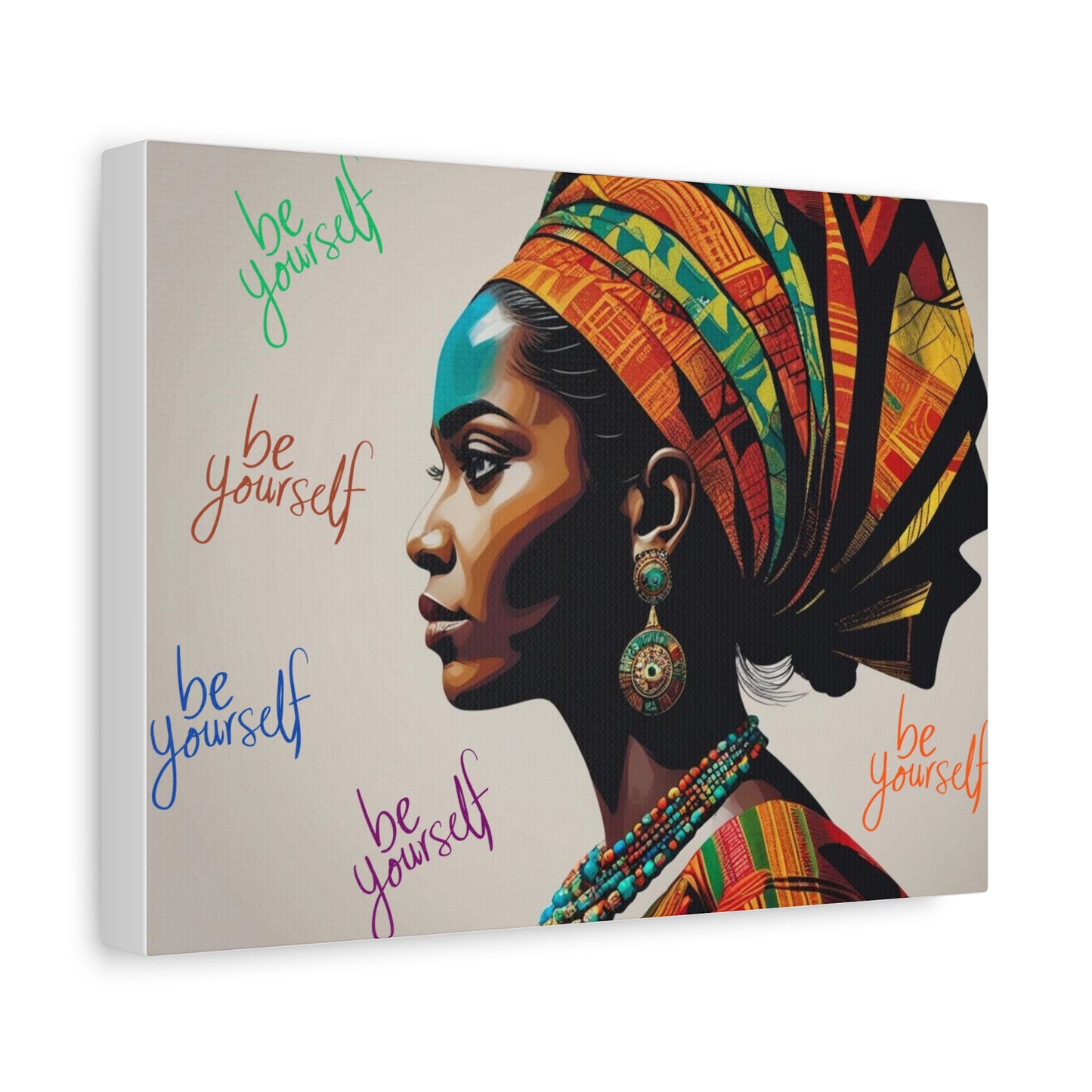 Be Yourself Elegant African Woman Matte Canvas, Stretched 1.25 | Afrocentric Wall Art | Black Woman Home Decor