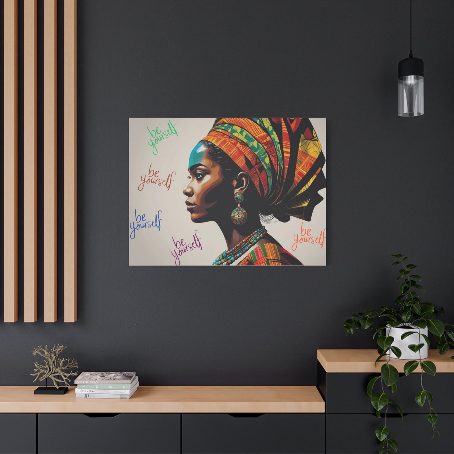 Be Yourself Elegant African Woman Matte Canvas, Stretched 1.25 | Afrocentric Wall Art | Black Woman Home Decor