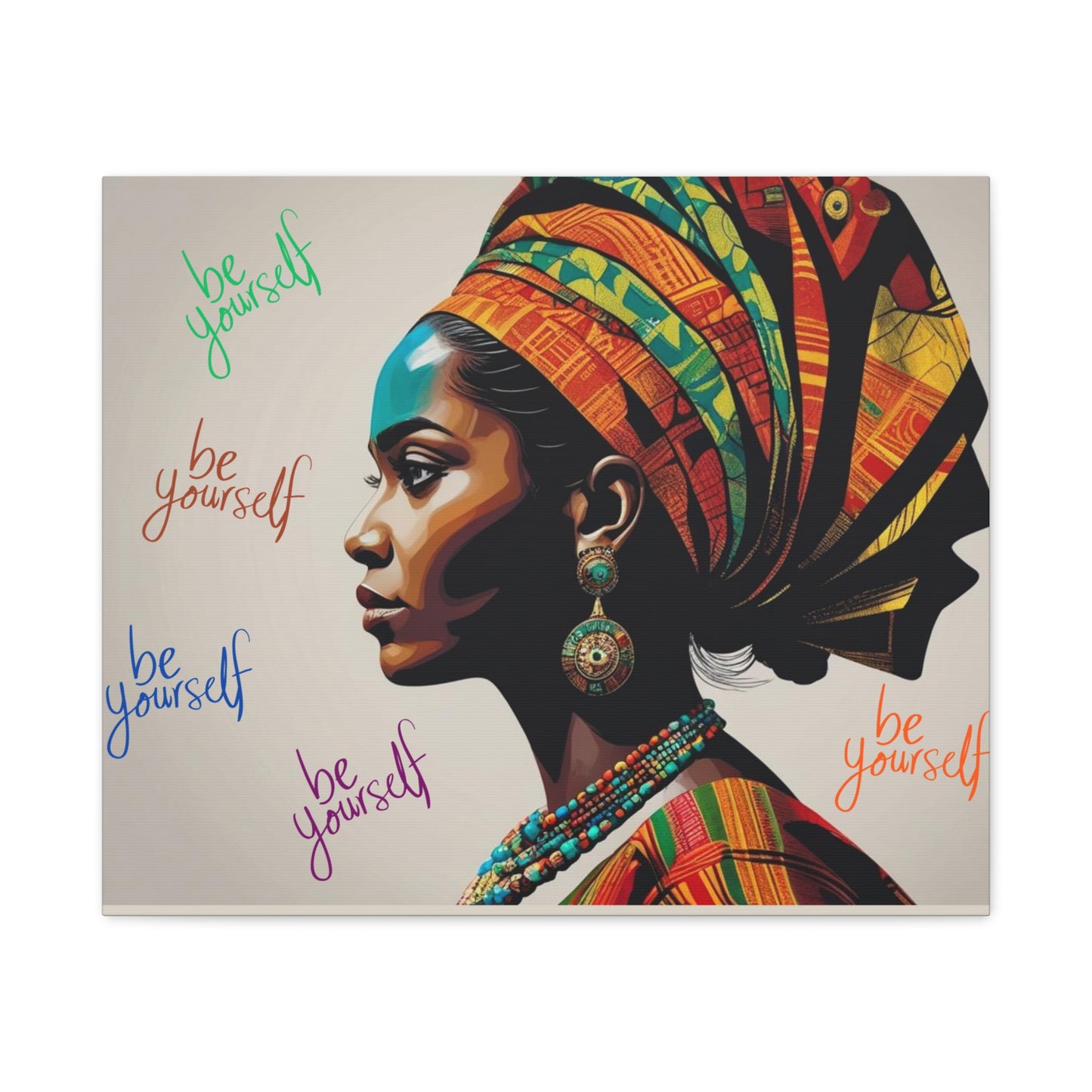 Be Yourself Elegant African Woman Matte Canvas, Stretched 1.25 | Afrocentric Wall Art | Black Woman Home Decor