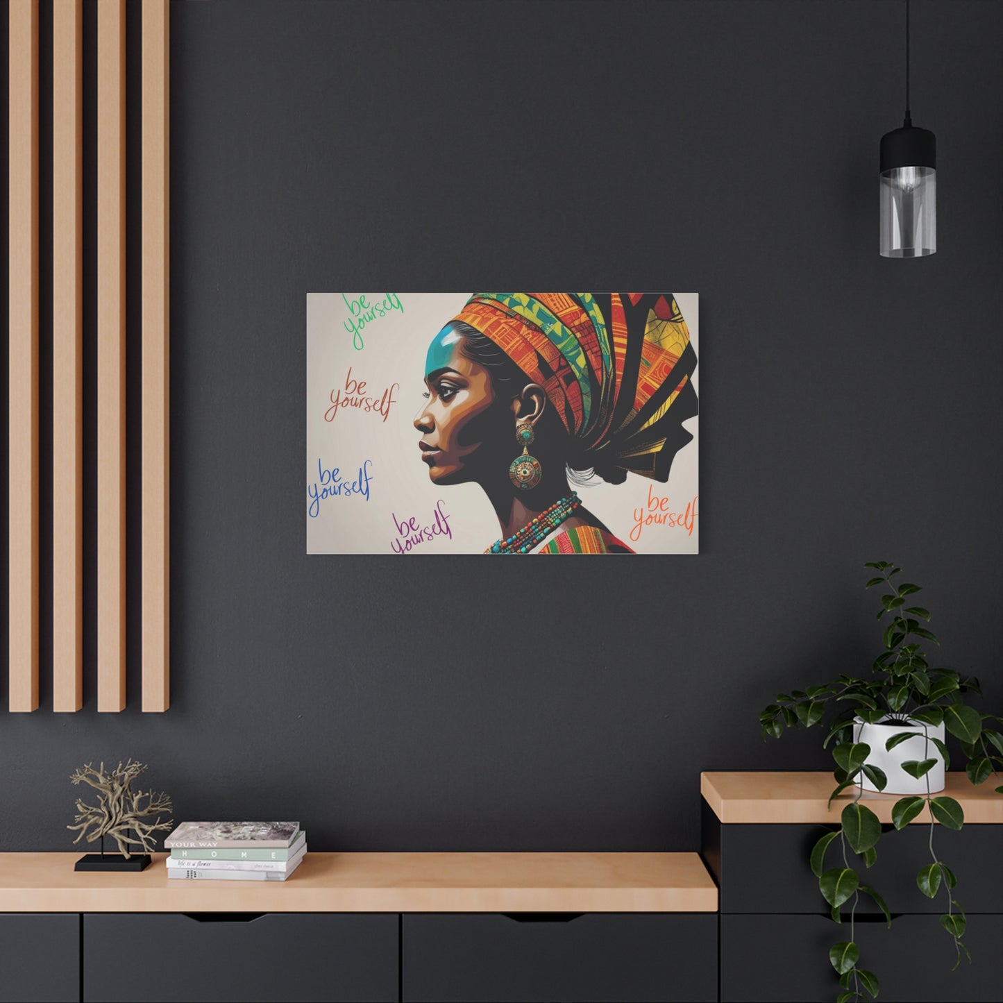 Be Yourself Elegant African Woman Matte Canvas, Stretched 1.25 | Afrocentric Wall Art | Black Woman Home Decor