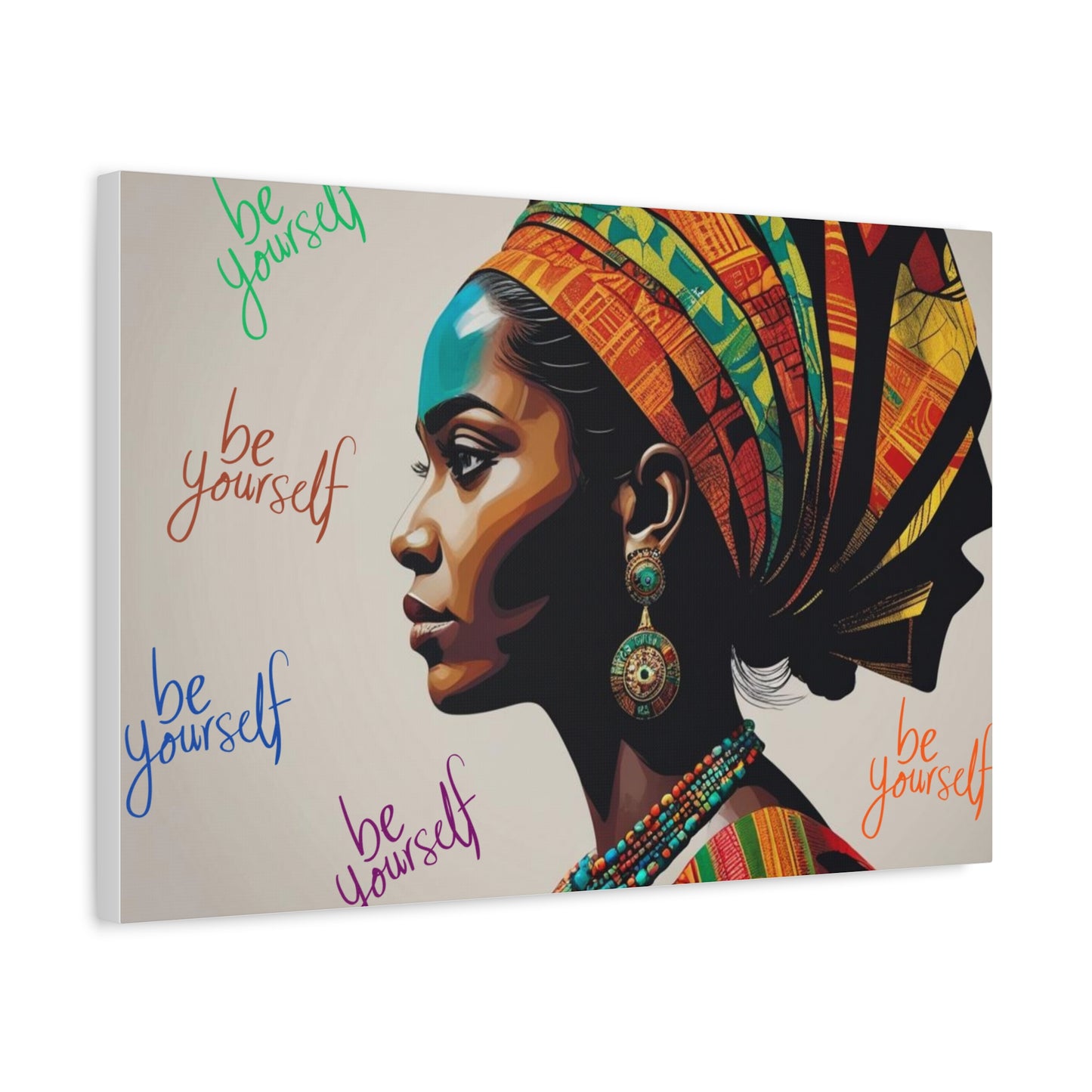 Be Yourself Elegant African Woman Matte Canvas, Stretched 1.25 | Afrocentric Wall Art | Black Woman Home Decor