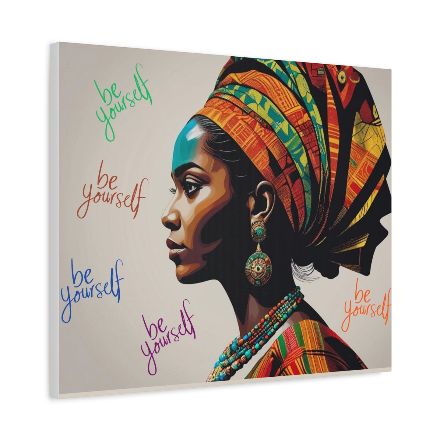 Be Yourself Elegant African Woman Matte Canvas, Stretched 1.25 | Afrocentric Wall Art | Black Woman Home Decor