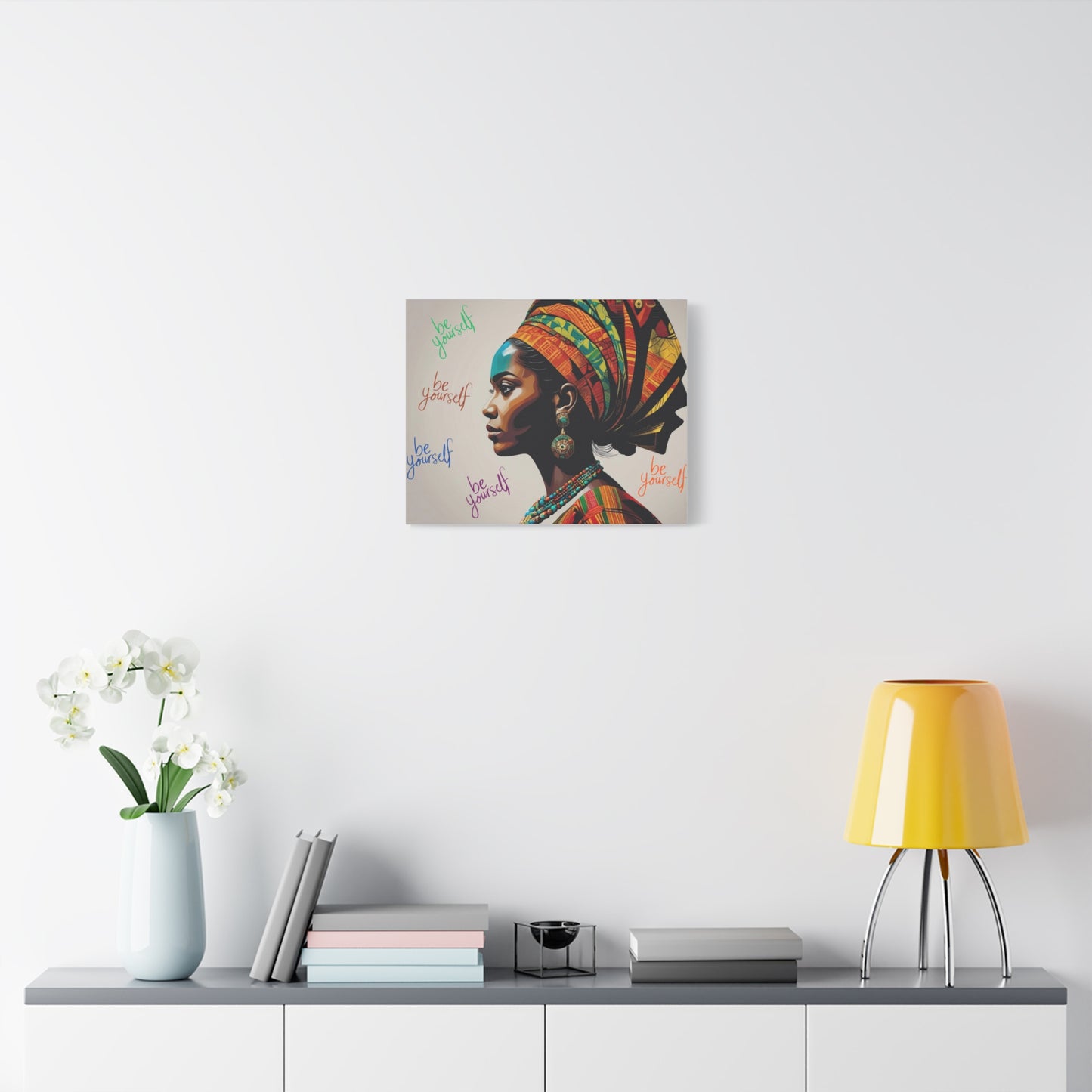 Be Yourself Elegant African Woman Matte Canvas, Stretched 1.25 | Afrocentric Wall Art | Black Woman Home Decor