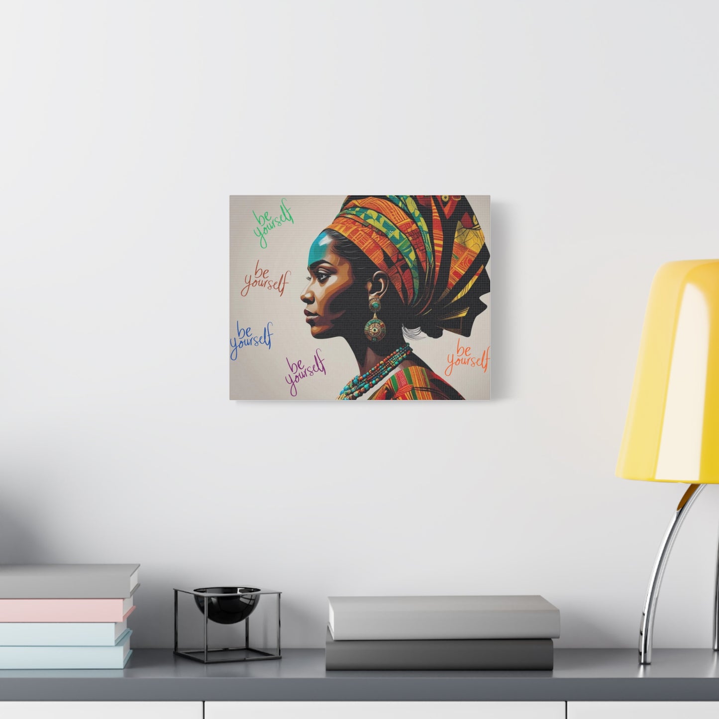 Be Yourself Elegant African Woman Matte Canvas, Stretched 1.25 | Afrocentric Wall Art | Black Woman Home Decor