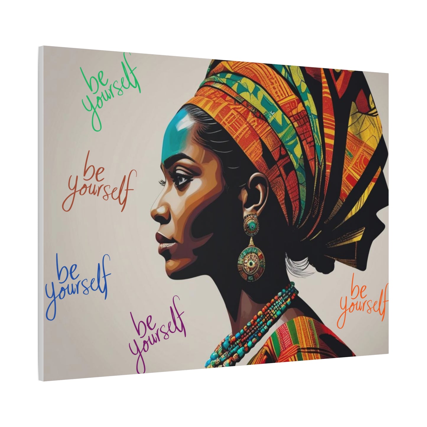 Be Yourself Elegant African Woman Matte Canvas, Stretched 1.25 | Afrocentric Wall Art | Black Woman Home Decor