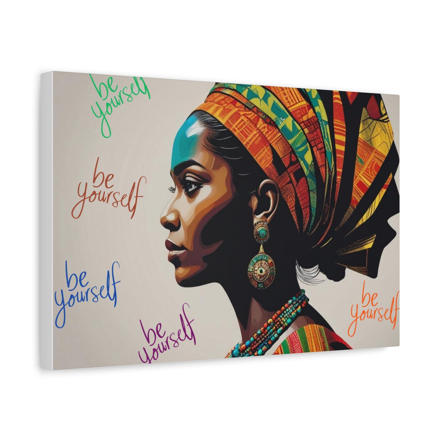 Be Yourself Elegant African Woman Matte Canvas, Stretched 1.25 | Afrocentric Wall Art | Black Woman Home Decor