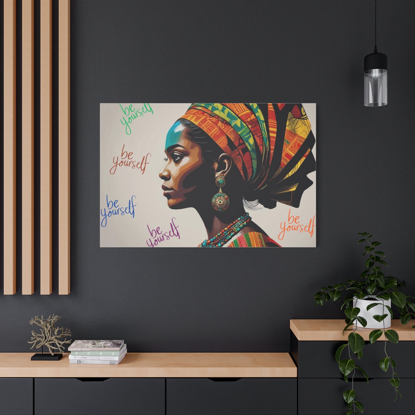 Be Yourself Elegant African Woman Matte Canvas, Stretched 1.25 | Afrocentric Wall Art | Black Woman Home Decor