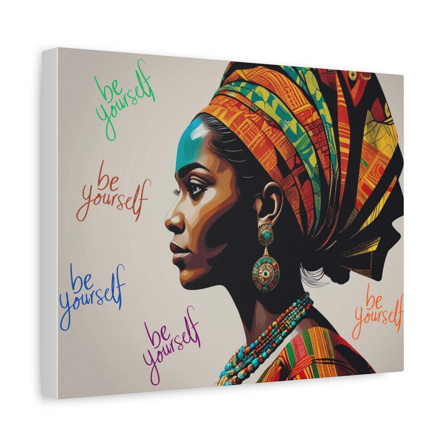 Be Yourself Elegant African Woman Matte Canvas, Stretched 1.25 | Afrocentric Wall Art | Black Woman Home Decor