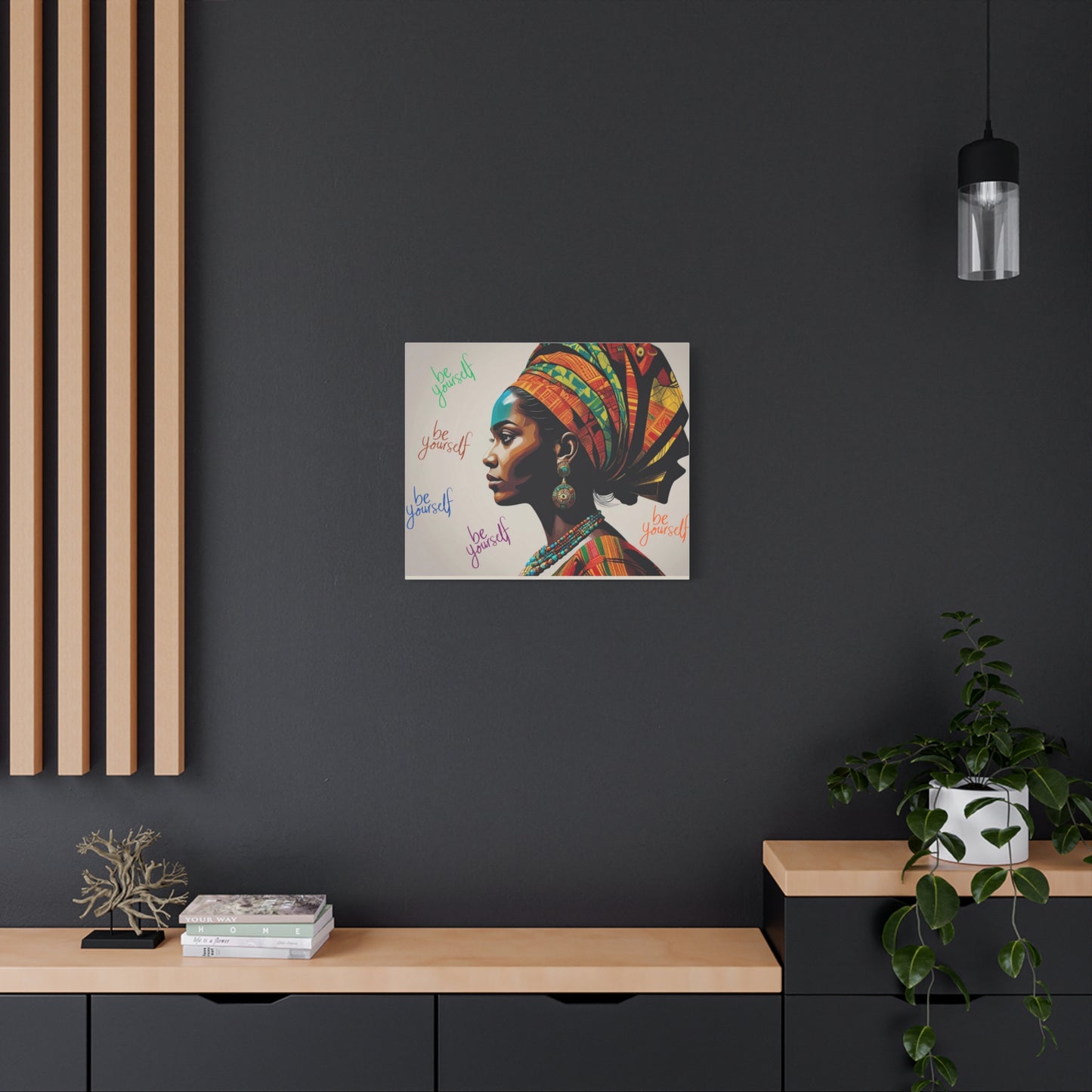 Be Yourself Elegant African Woman Matte Canvas, Stretched 1.25 | Afrocentric Wall Art | Black Woman Home Decor