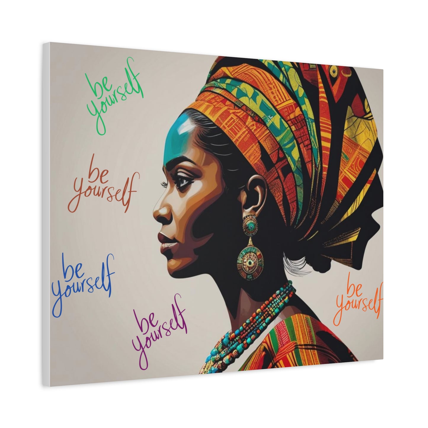 Be Yourself Elegant African Woman Matte Canvas, Stretched 1.25 | Afrocentric Wall Art | Black Woman Home Decor