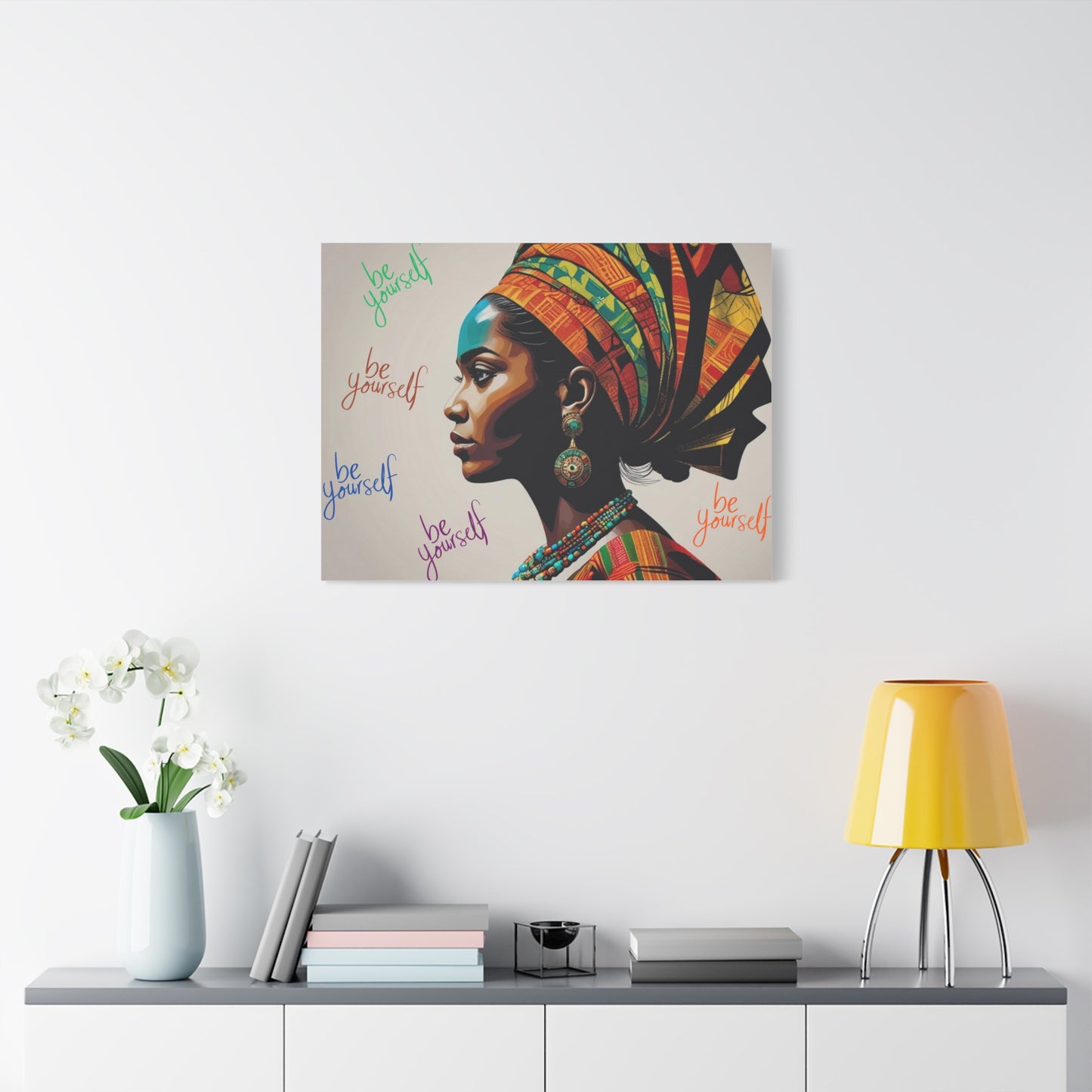 Be Yourself Elegant African Woman Matte Canvas, Stretched 1.25 | Afrocentric Wall Art | Black Woman Home Decor