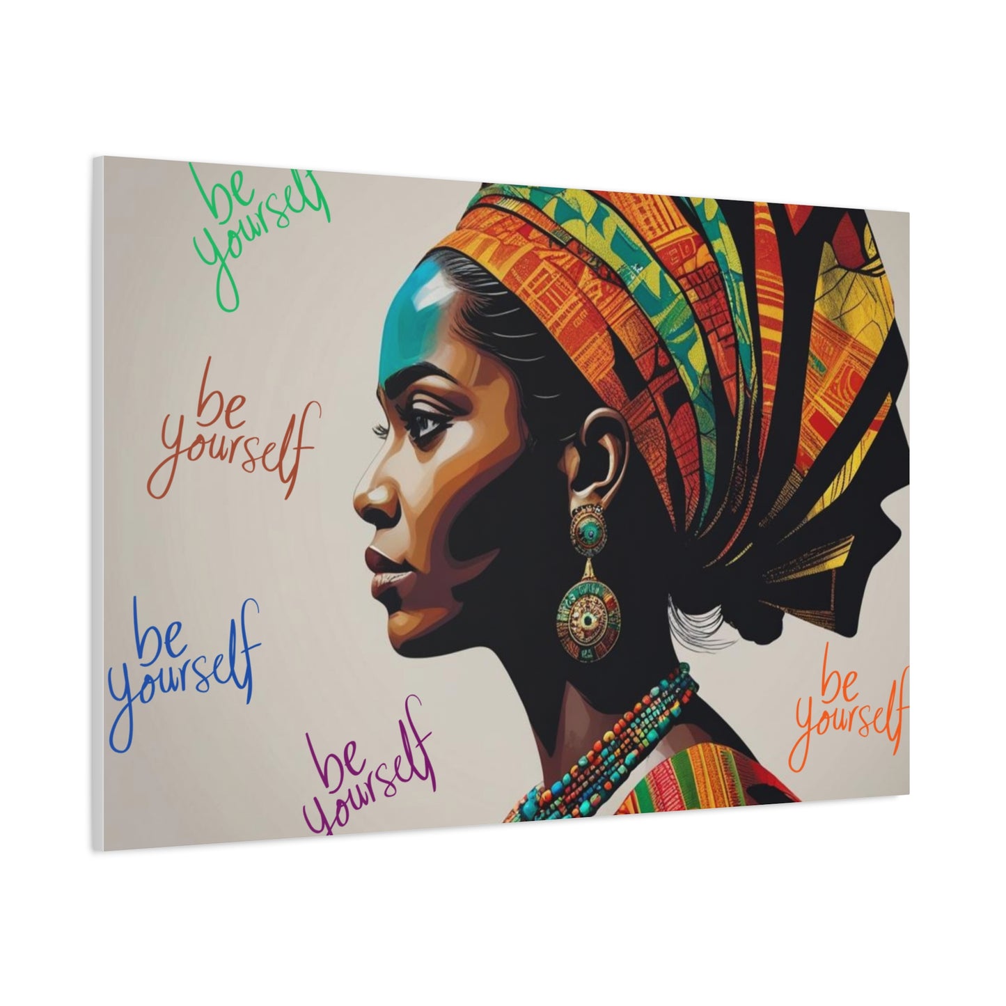 Be Yourself Elegant African Woman Matte Canvas, Stretched 1.25 | Afrocentric Wall Art | Black Woman Home Decor