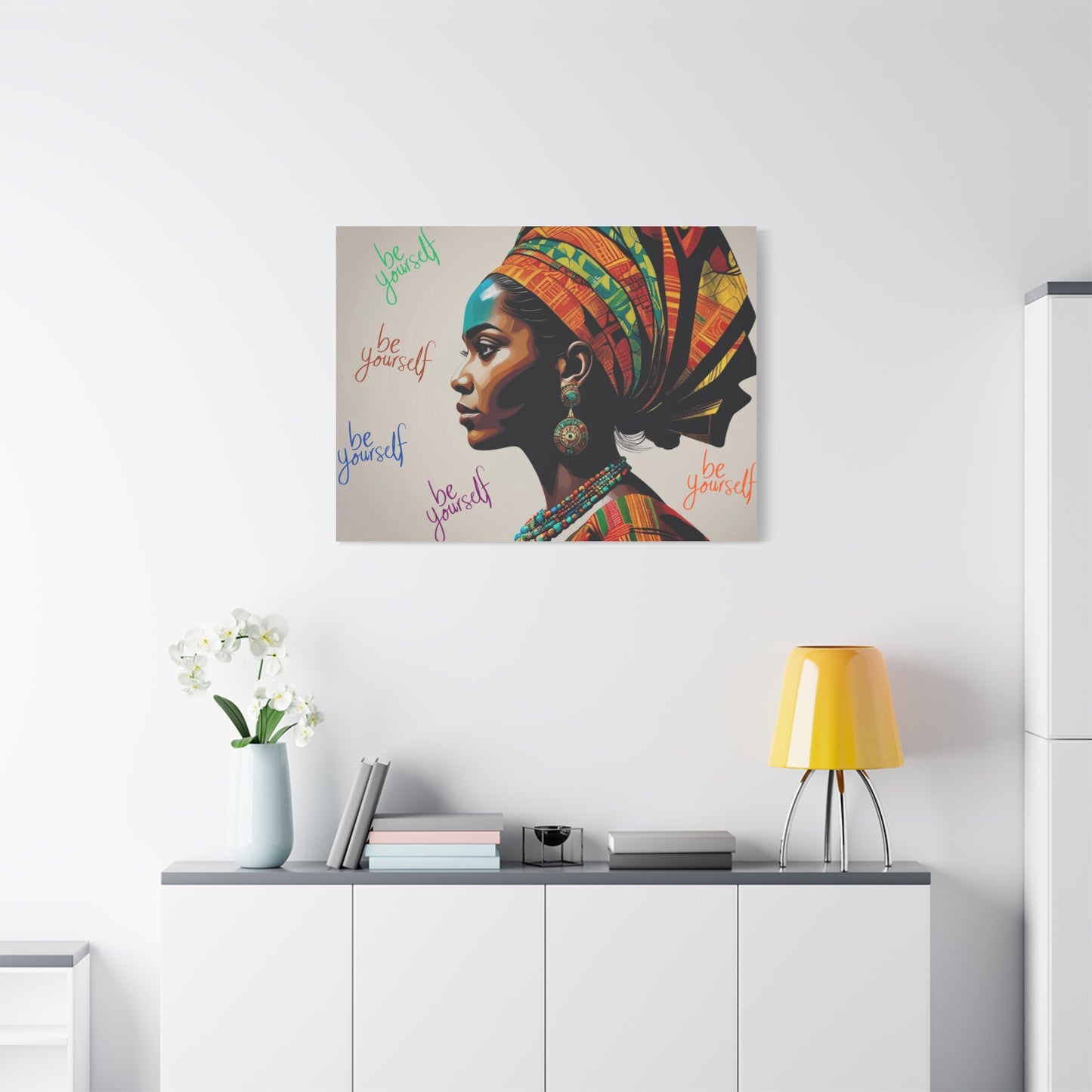 Be Yourself Elegant African Woman Matte Canvas, Stretched 1.25 | Afrocentric Wall Art | Black Woman Home Decor