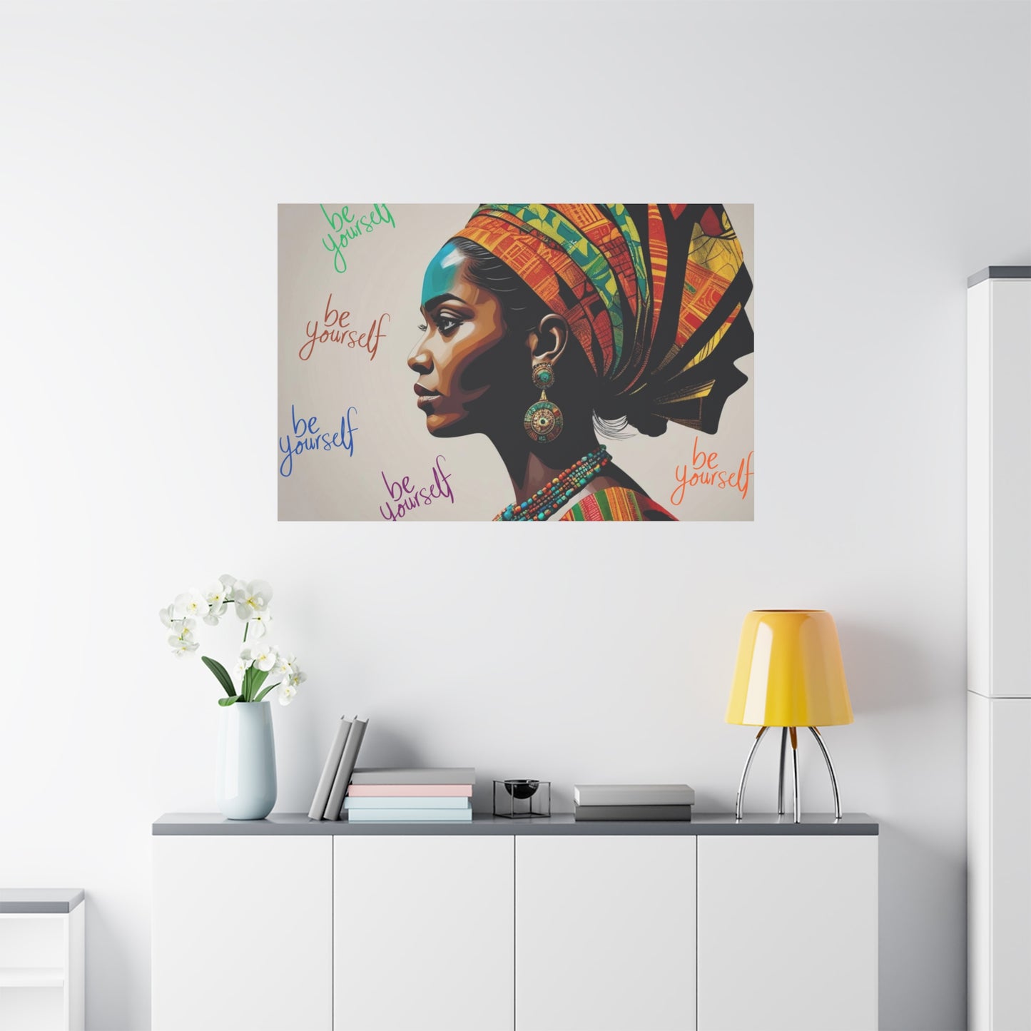 Be Yourself Elegant African Woman Matte Canvas, Stretched 1.25 | Afrocentric Wall Art | Black Woman Home Decor