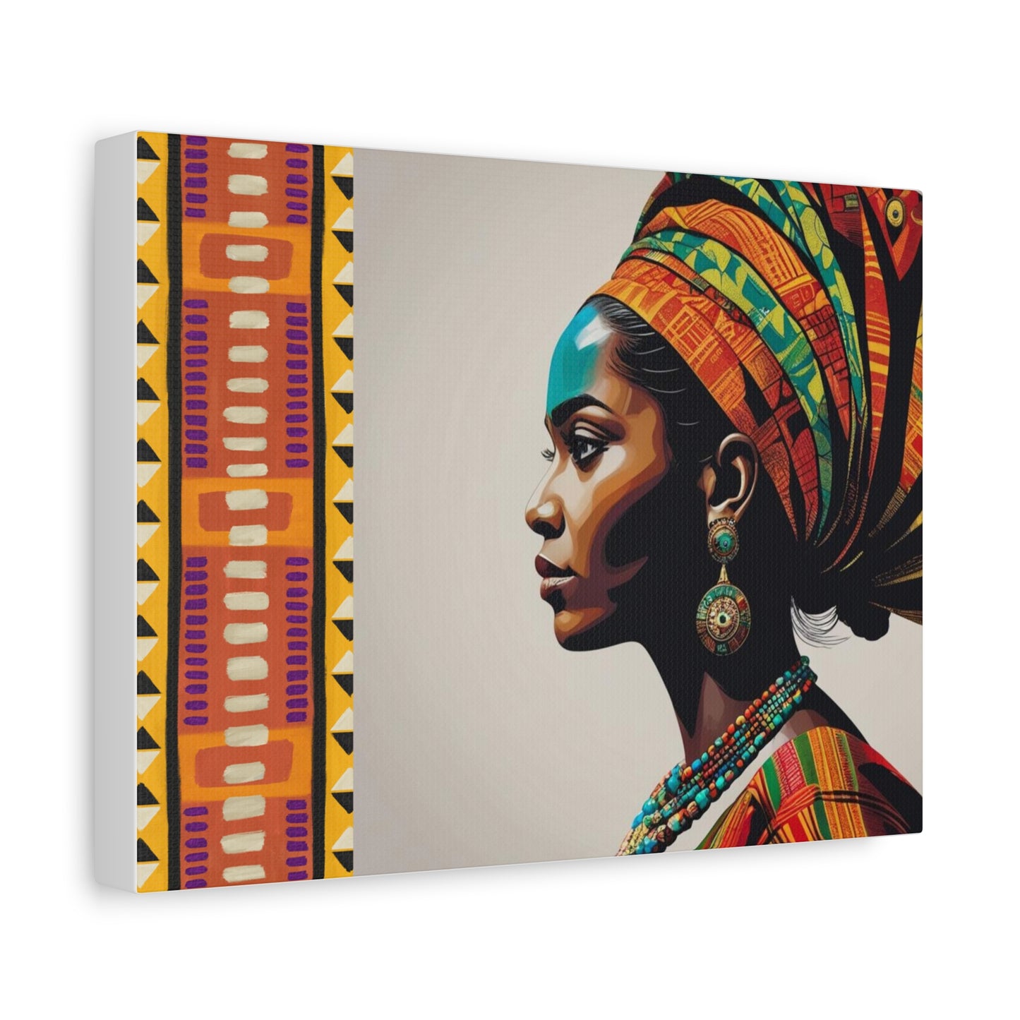 Elegant African Woman Streteched Canvas | Afrocentric Wall Art | Black Woman Home Decor | Gift for Her