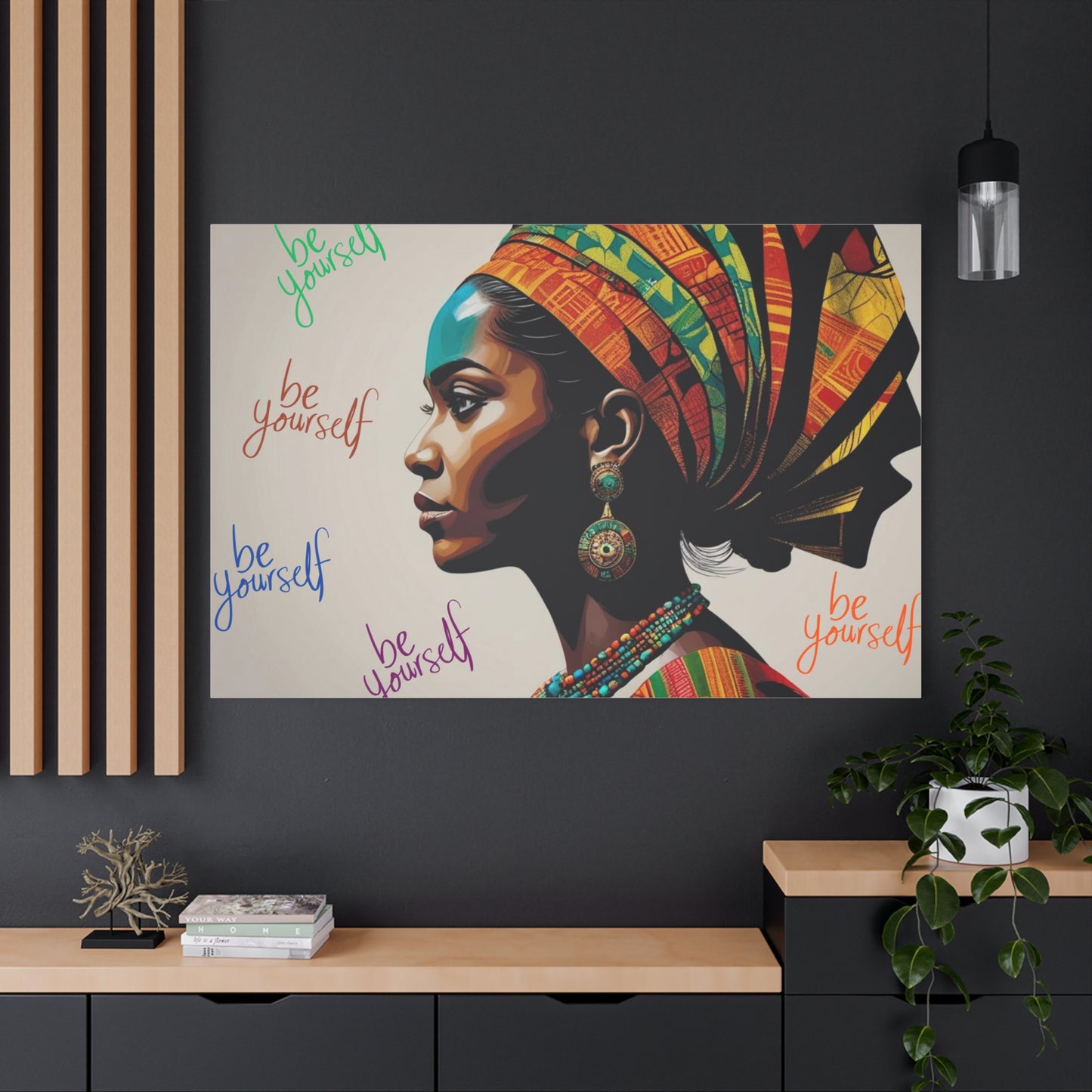 Be Yourself Elegant African Woman Matte Canvas, Stretched 1.25 | Afrocentric Wall Art | Black Woman Home Decor