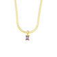 Stainless Steel 18K Gold Chain Square Diamond Pendant Necklace