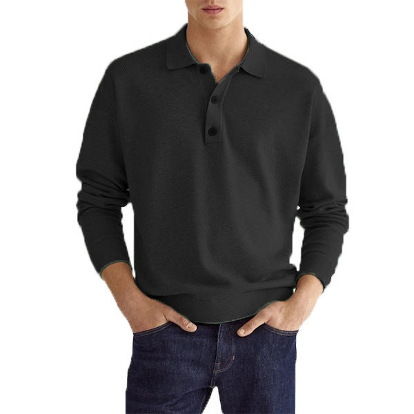 New Autumn Long Sleeve V-neck Buttons Men's Casual Jacket Polo Shirt