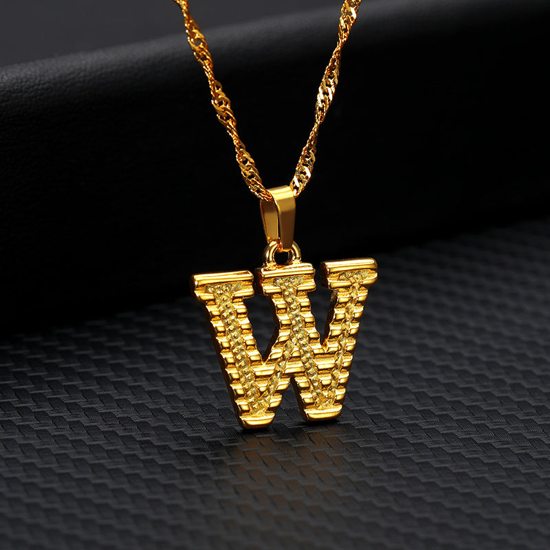 26 letters gold-plated pendant necklace