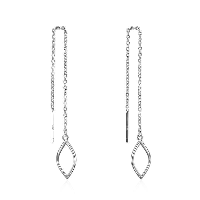 925 Sterling Silver Threader Long Chains Twist Wave Earrings