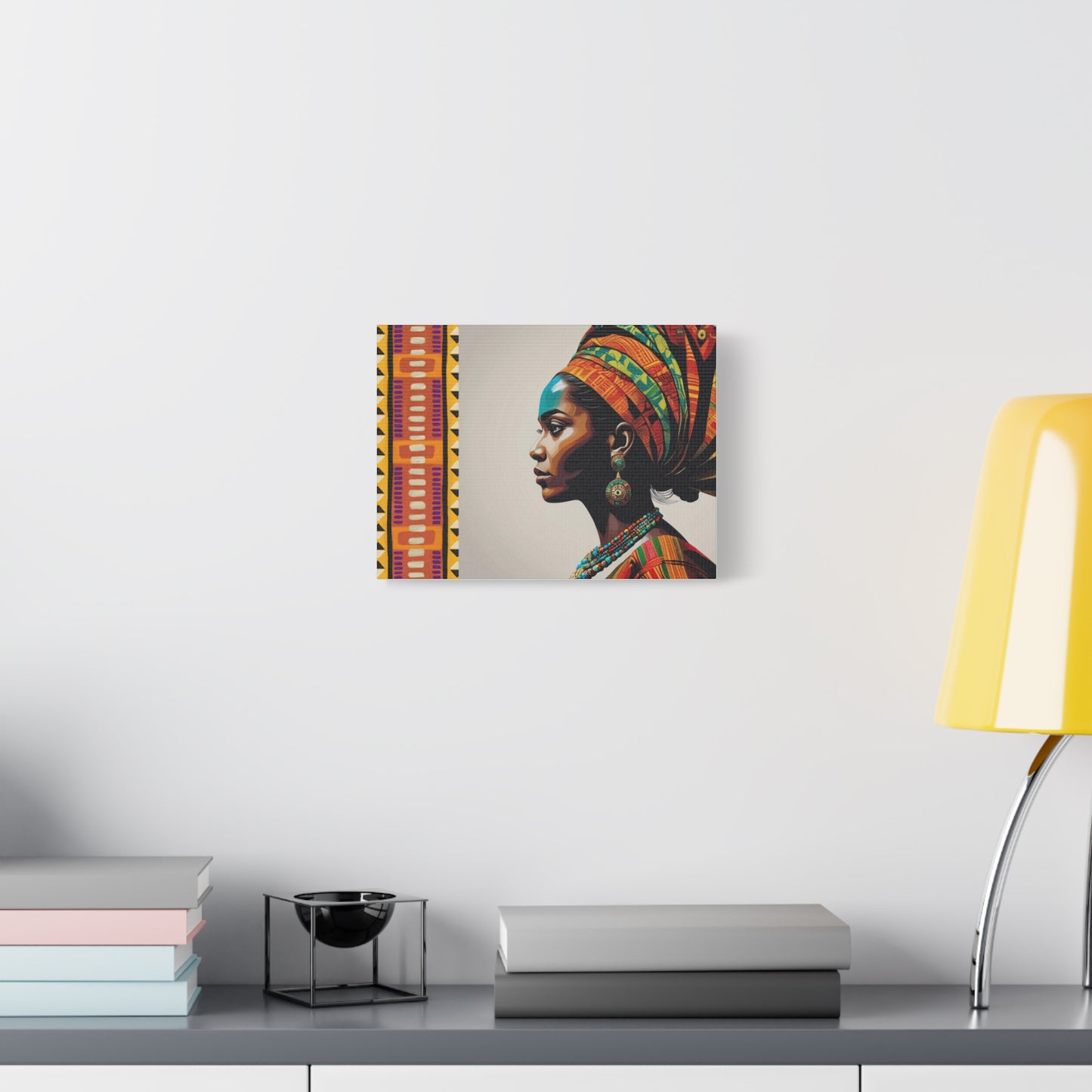 Elegant African Woman Streteched Canvas | Afrocentric Wall Art | Black Woman Home Decor | Gift for Her