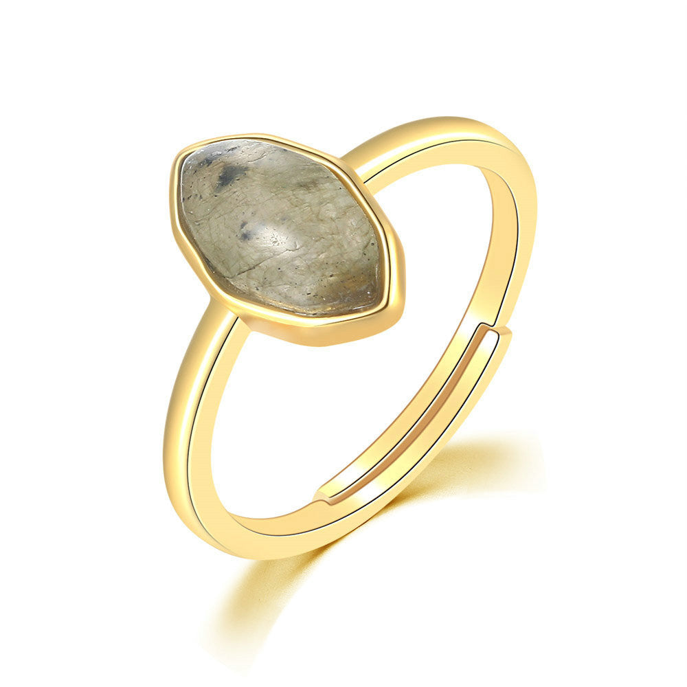 Natural African Labradorite Diamond Ring