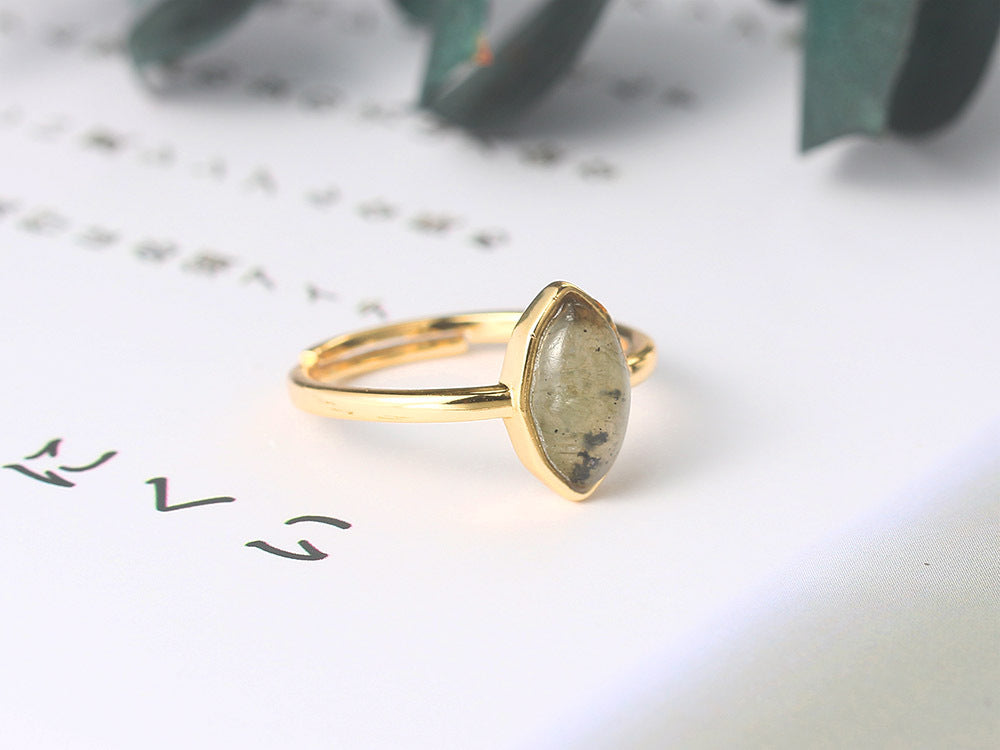 Natural African Labradorite Diamond Ring