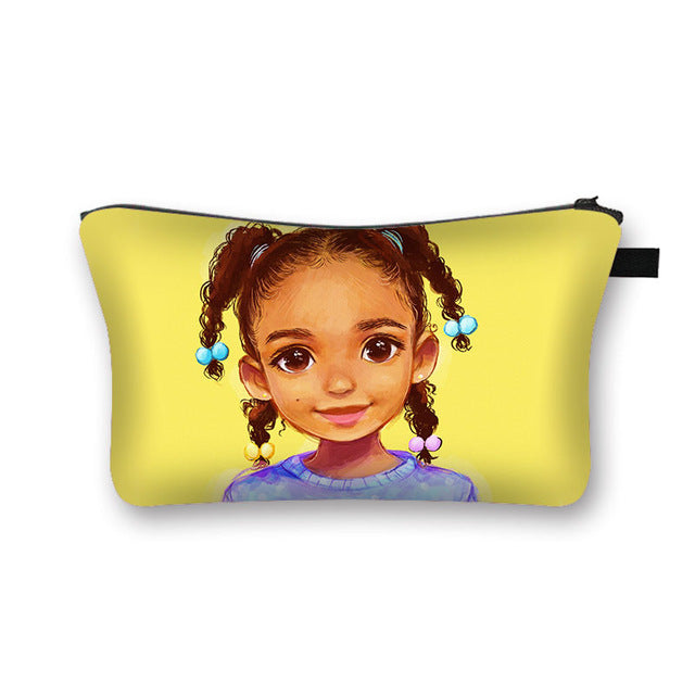 New African Girl Cosmetic Bag Digital 3D Printed Fabric Art Large-Capacity Hygienic Portable Traveling Compact Cosmetic Bag