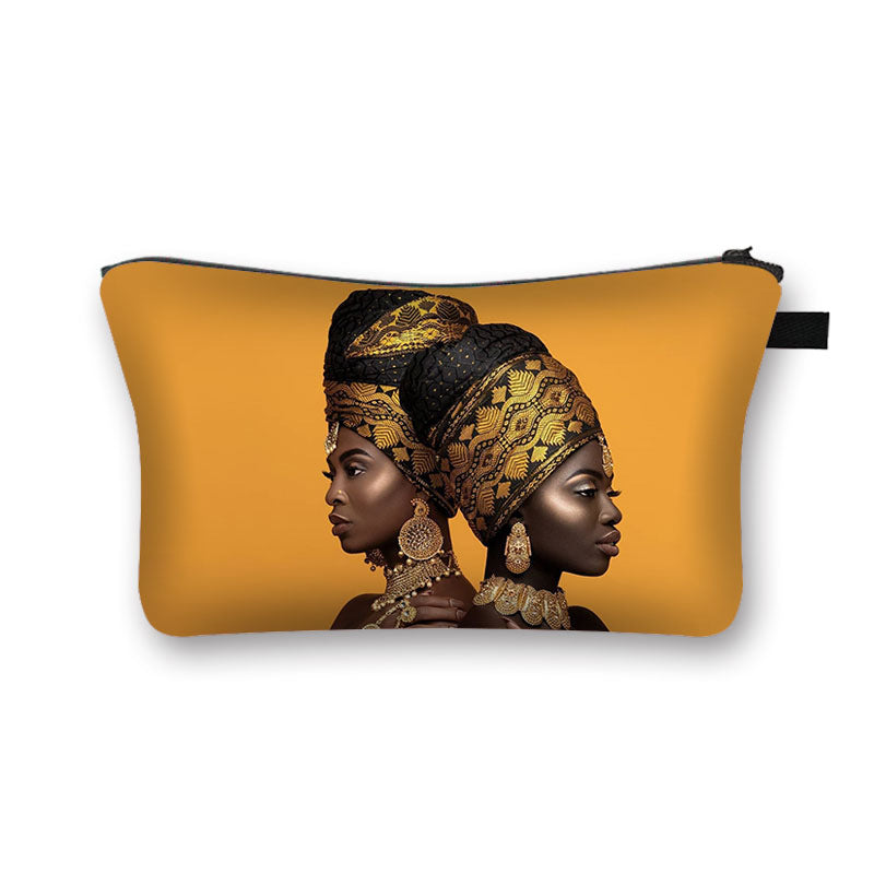 New African Girl Cosmetic Bag Digital 3D Printed Fabric Art Large-Capacity Hygienic Portable Traveling Compact Cosmetic Bag