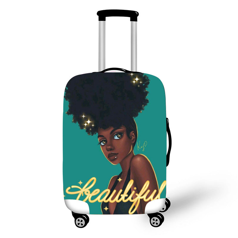 African Art Girl Travel Accessories Luggage Suitcase Protection Baggage Dust Cover Stretch Fabrics 18-30inch