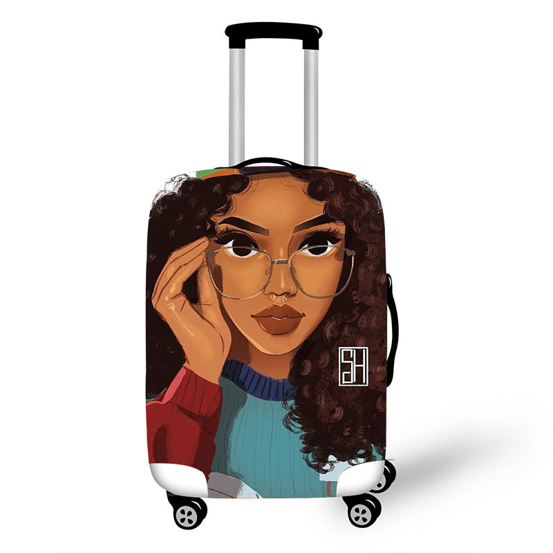 African Art Girl Travel Accessories Luggage Suitcase Protection Baggage Dust Cover Stretch Fabrics 18-30inch