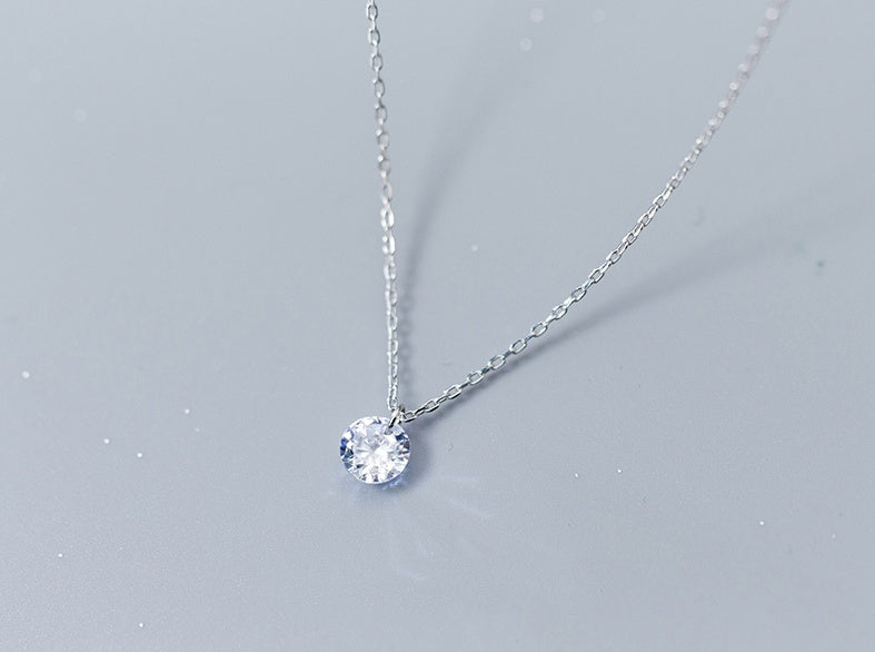 S925 Silver Necklace Pendant Female Diamond  Clavicle Chain