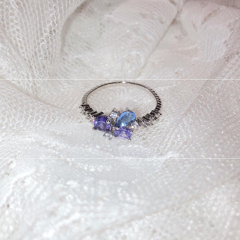 Girly Heart Crystal Flower Ring Sweet And Rhinestone Love Index Finger Ring