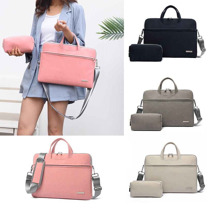 PU Leather Women Laptop Bag  Air 13.3 14 15.6 Inch Men Handbags Shoulder Mouse Bag