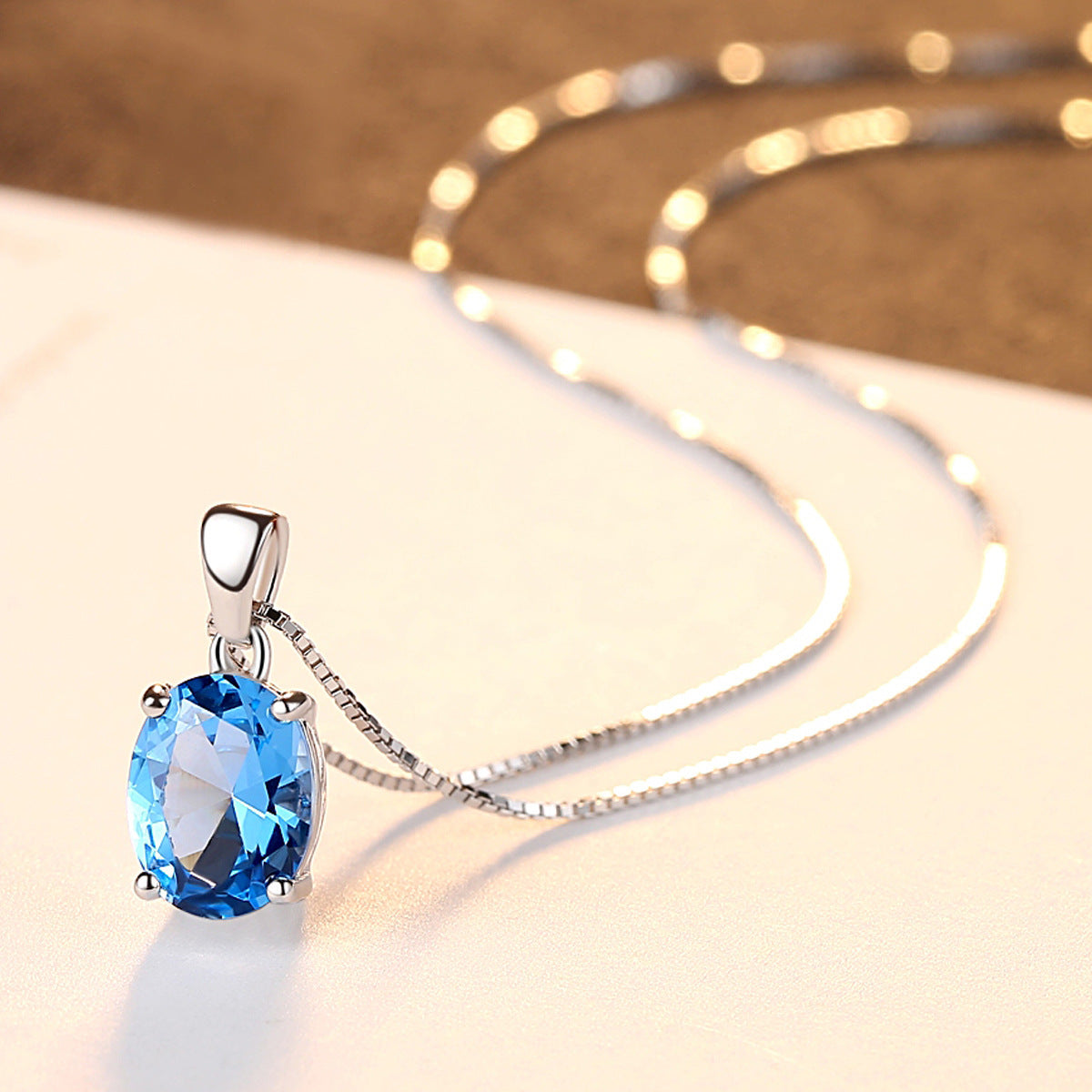 Simple zircon  silver Necklace