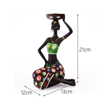 Family Decoration African Resin Women Statue Handicraft Sculpture Decoration Gift