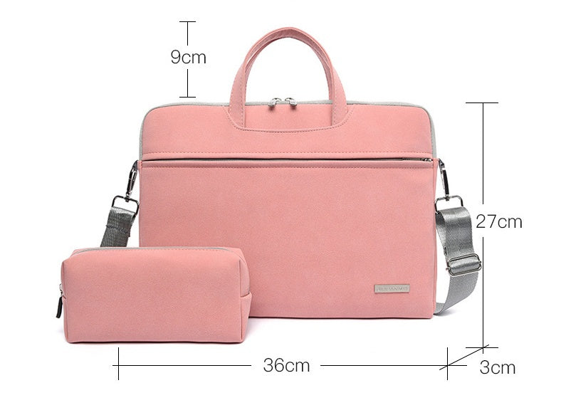 PU Leather Women Laptop Bag  Air 13.3 14 15.6 Inch Men Handbags Shoulder Mouse Bag