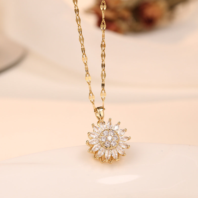 Double-layer Rotatable Sunflower Necklace