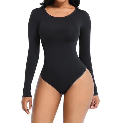 Large Hip Lifting Long-sleeved Seamless Bodysuit Jumpsuit